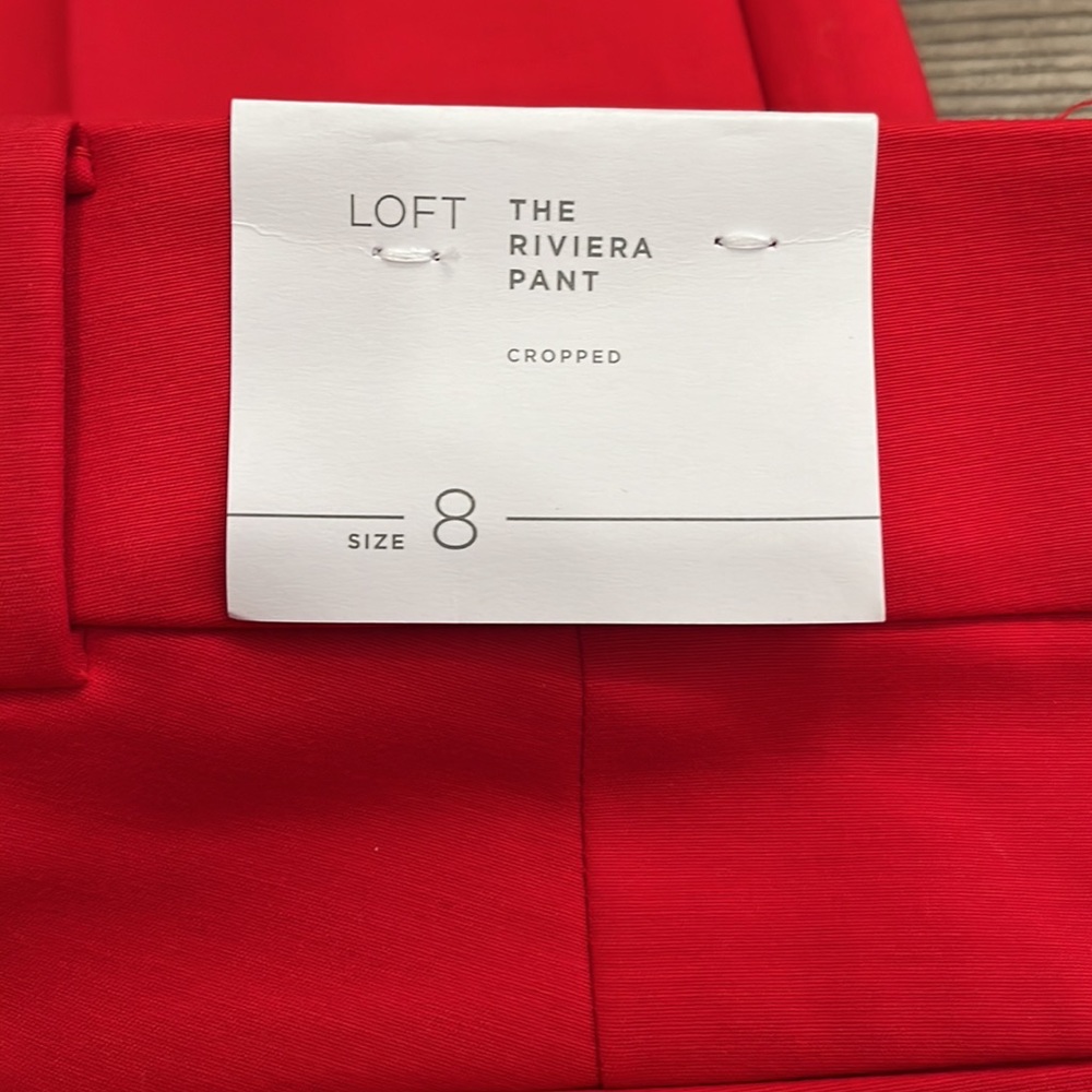 LOFT Bright Red Cropped Dress Pants - Picture 7 of 7
